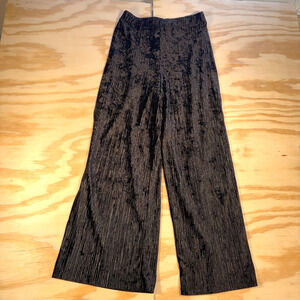 Banana Republic Black Pleated Wide Leg Pants S High Rise Elastic Waist